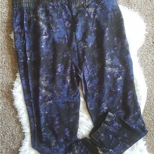 Silence & Noise Pants Multi‎ Color Abstract Faux Leather Trim Women’s Size Large